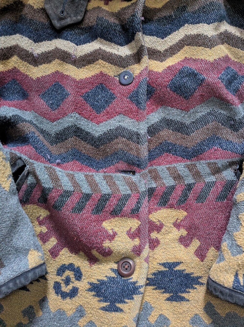 Vintage Laurence Roy Wool Blanket Jacket Southwestern Aztec Pattern TG/XL Canada - Picture 3 of 6